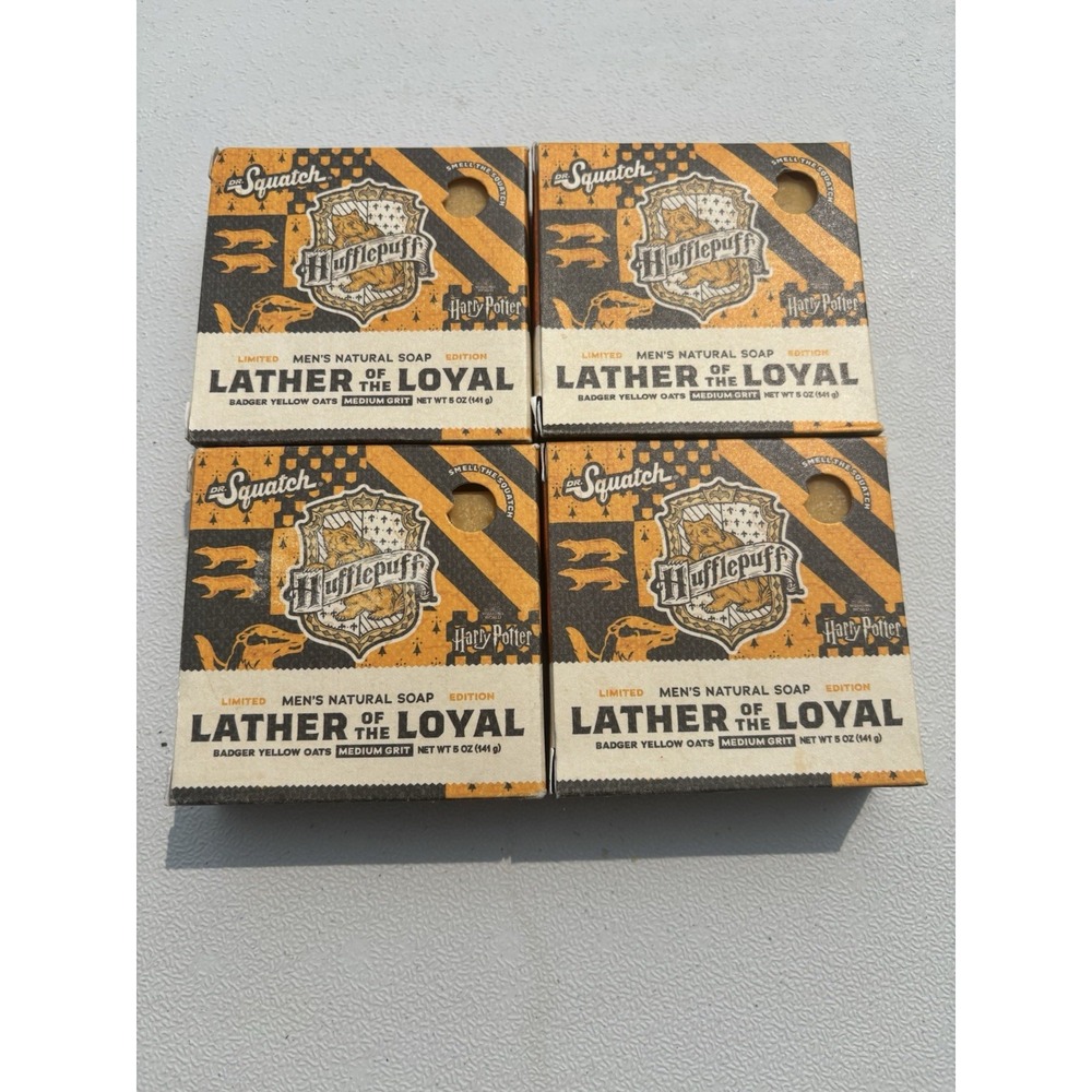 ( LOT OF 4 ) Dr Squatch Soap LEATHER Of THE LOYAL Harry Potter Hufflepuff House